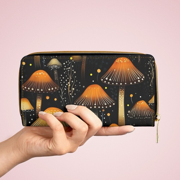 Witchy Fungi Zipper Wallet | Dark Forest Design | Witch-Themed, Mushrooms - Picture 6 of 6